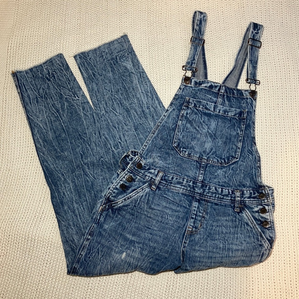 Aeropostale Distressed Blue Denim Front Bib Overalls Size Medium Retro Y2K 90s